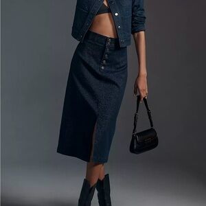 NWT Size 4 - Anthropologie Pilcro Sparkle Denim Midi Pencil Skirt